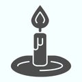 Burning candle solid icon. Candlelight vector illustration isolated on white. Memorial symbolism glyph style design