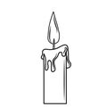 Burning candle vector illustration black outline