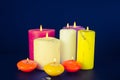 Burning candles on black background Royalty Free Stock Photo