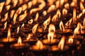 Burning candles in Buddhist temple Royalty Free Stock Photo