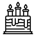 Burning candles cake icon, outline style