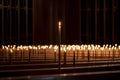 Burning candles in chapel highlight. Generate ai