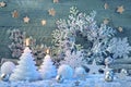 Burning candles and christmas decoration Royalty Free Stock Photo