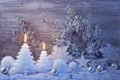 Burning candles and christmas decoration Royalty Free Stock Photo