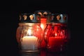 Burning candles on dark background Royalty Free Stock Photo