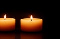 Burning candles in the dark night for a concept Royalty Free Stock Photo