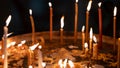 burning candles in the Holy Sepulchre on Mount Calvary, Jerusalem