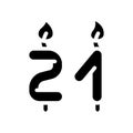 Burning candles in number form birthday glyph icon vector illustration Royalty Free Stock Photo