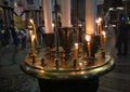 Burning candles in orthodox church