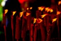 Burning  candles in a  pot in Chinese temple. Royalty Free Stock Photo