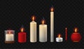 Burning candles - realistic vector isolated clip art set of objects