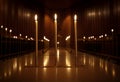 Burning candles row in dark chapel. Generate ai