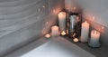Burning candles in the spa salon Royalty Free Stock Photo