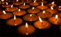 Burning candles in Tibetan Buddhist temple Royalty Free Stock Photo