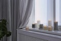 Burning candles on window sil Royalty Free Stock Photo