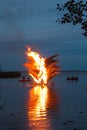 Burning cane sculptures in Baltic Region at pagan festival