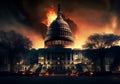 burning capitol building in usa. destruction of democracy. war in the usa. Royalty Free Stock Photo