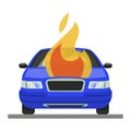 Burning car accident icon, automobile in fire Royalty Free Stock Photo