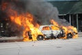 Burning car in downtown Toronto.