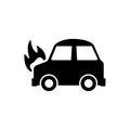 Burning car icon vector isolated on white Royalty Free Stock Photo