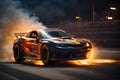 burning sports car on the side of the road