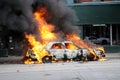 Burning car in Toronto.