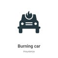 Burning car vector icon on white background. Flat vector burning car icon symbol sign from modern insurance collection for mobile Royalty Free Stock Photo