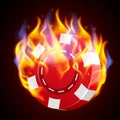 Burning casino chip. Hot casino concept. Fire poker.