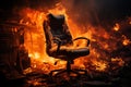 A burning chair in the office, burnout and loss of reality. Deadline and postponement of issuing the order on time.