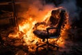 A burning chair in the office, burnout and loss of reality. Deadline and postponement of issuing the order on time.