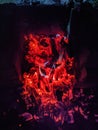Burning charcoal, aura of fire, HDR Flames Royalty Free Stock Photo