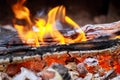 Burning charcoal on barbecue grill Royalty Free Stock Photo