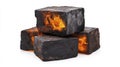 Burning Charcoal Blocks Glowing with Fire Royalty Free Stock Photo