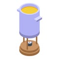 Burning cheese fondue icon isometric vector. Dinner cooking