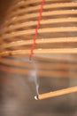 Burning chinese circular joss sticks