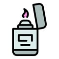 Burning cigar lighter icon vector flat