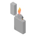 Burning cigarette lighter icon, isometric style Royalty Free Stock Photo