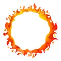 Burning circle, tongue of flames fire frame vector Royalty Free Stock Photo