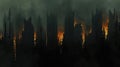 Burning Cityscape, Dark Forest Inferno Royalty Free Stock Photo