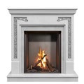 Burning classic bio fireplace isolated on white background Royalty Free Stock Photo