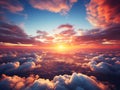 Burning clouds sunset sky with soft clouds background Royalty Free Stock Photo