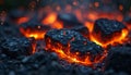 Burning Coal Embers Close-Up Royalty Free Stock Photo