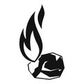 Burning coal icon, simple style