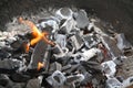 Burning coal and wood Royalty Free Stock Photo