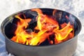 Burning coals in barbecue grill