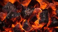 Burning coals fire background. Illustration AI Generative Royalty Free Stock Photo