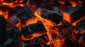 Burning coals fire background. Illustration AI Generative Royalty Free Stock Photo