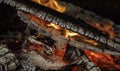 Burning coals fire from them in the grill Royalty Free Stock Photo