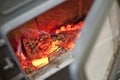 Burning coals of fire wood Royalty Free Stock Photo