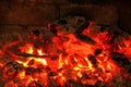 Burning coals in the fireplace Royalty Free Stock Photo